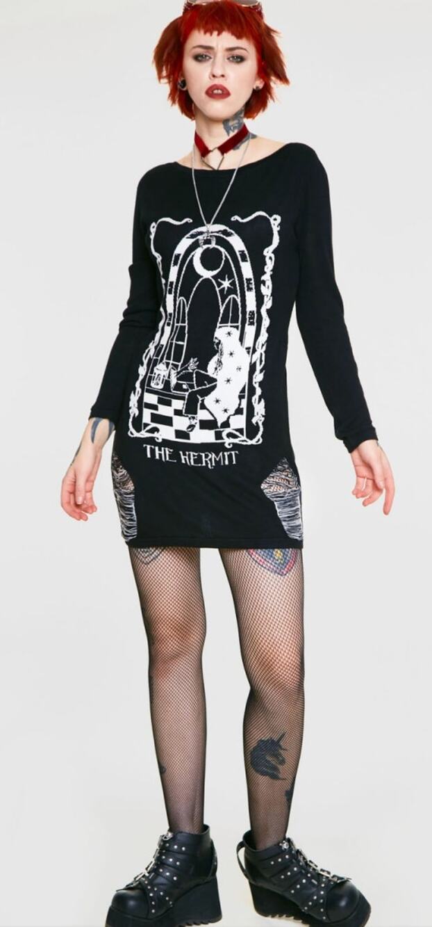 Jawbreaker On My Own Ripped Sweater Hermit Dress Womens Small Size 4 New Black